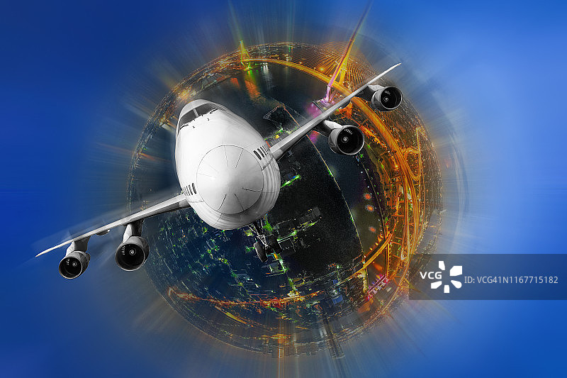 从机场飞往目的地的客机图片素材