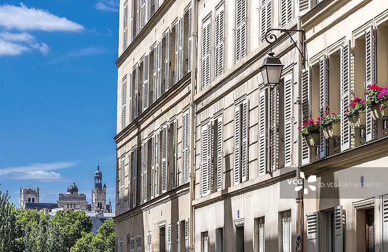 法国巴黎第四区圣路易岛布塔雷尔街（17世纪）的建筑图片素材