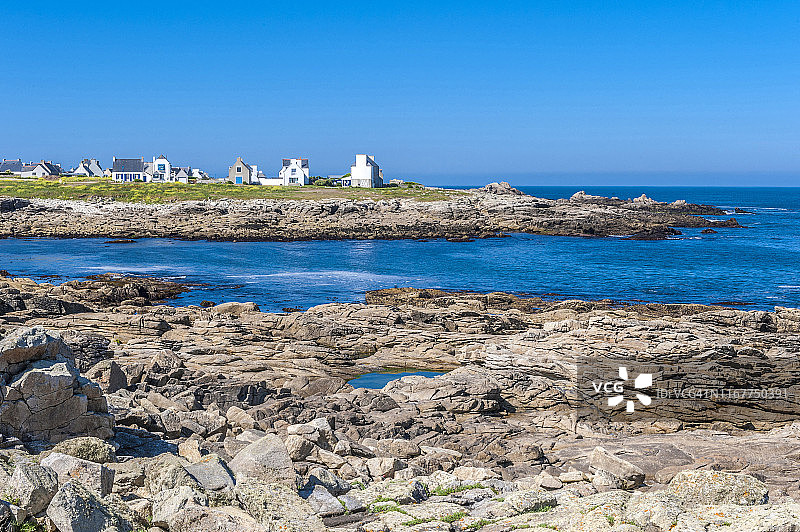 法国布列塔尼圣吉诺莱岩石海岸图片素材