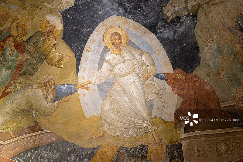 土耳其伊斯坦布尔乔拉救世主教堂的湿壁画图片素材