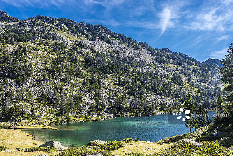 法国上比利牛斯省奥尔山谷，内乌维耶尔国家自然保护区，奥马尔湖图片素材