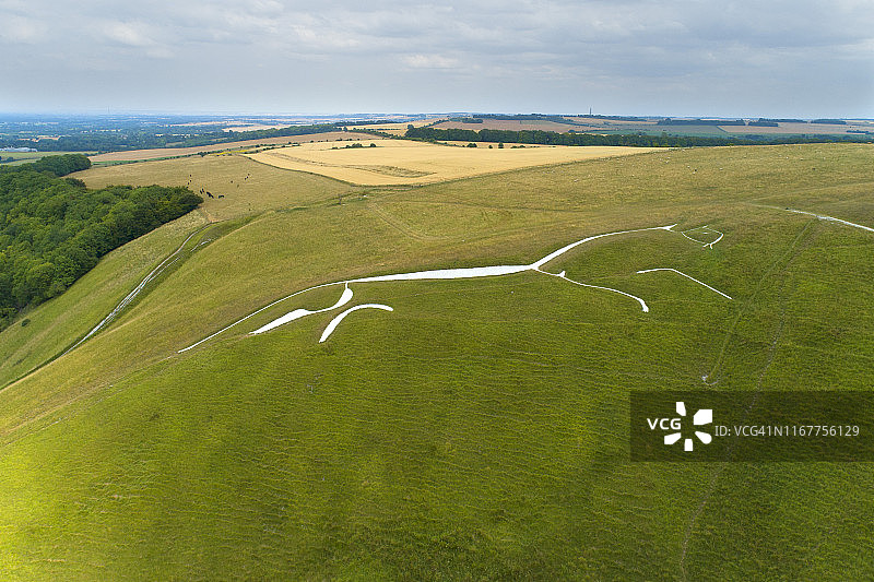 英国英格兰牛津郡，史前乌芬顿白马图片素材