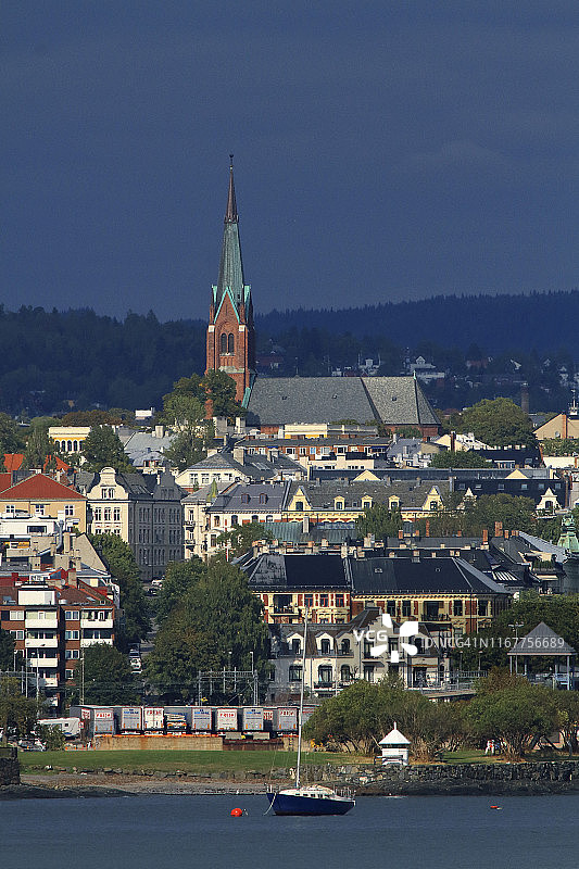 欧洲，挪威，诺尔兰郡，奥斯陆，奥斯陆峡湾，Uranienborg教堂图片素材