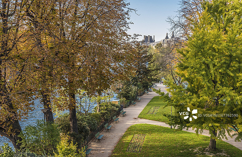 法国巴黎第一区西岱岛绿荫广场图片素材