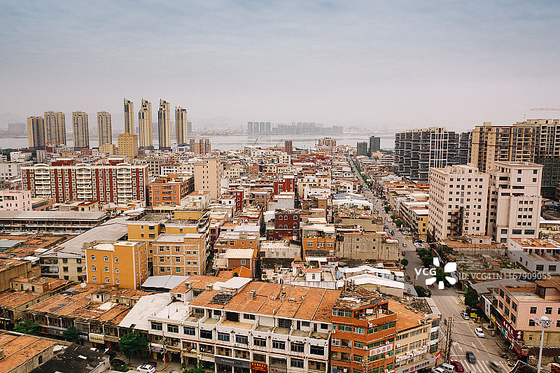 中国福建省晋江市东石镇鸟瞰图片素材