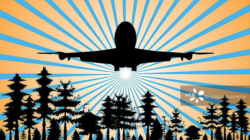 晴天云层下的飞行飞机图片素材