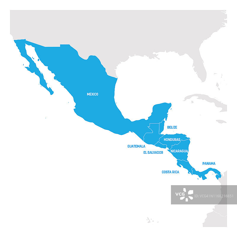 中美洲区域地图图片素材