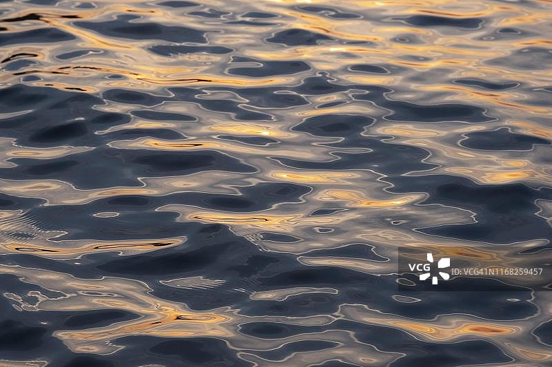 德国梅克伦堡-前波美拉尼亚吕根岛水面上的波光倒影日落图片素材