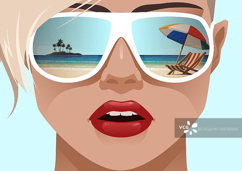 戴太阳镜的精灵短发年轻白人女孩图片素材