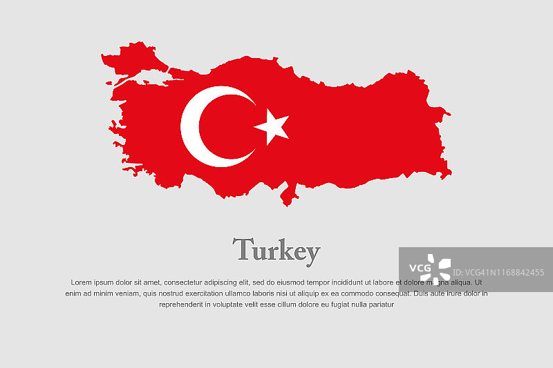 土耳其国家地图旗帜背景矢量模板图片素材