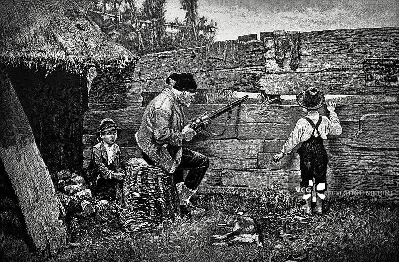 和爷爷一起去狩猎图片素材