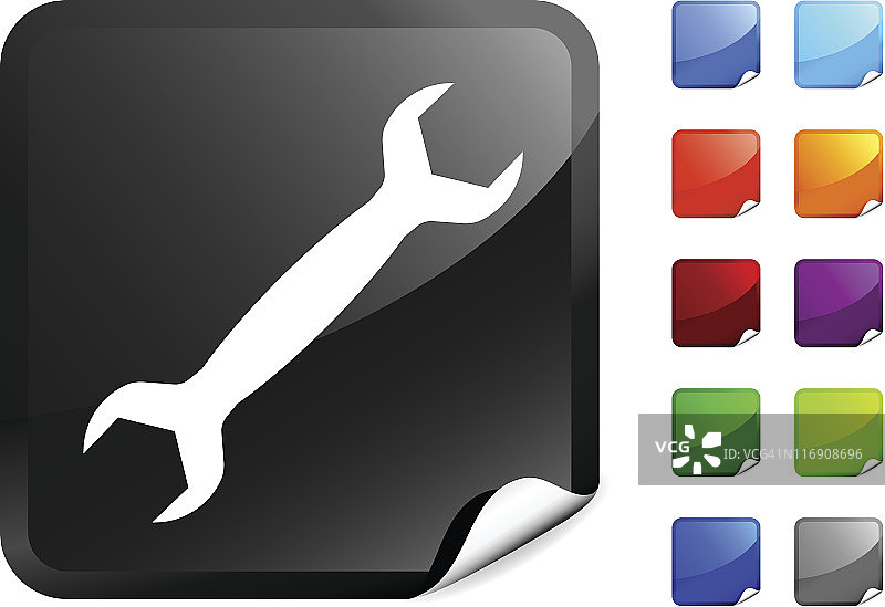 贴纸上的手持扳手免版税矢量图图片素材