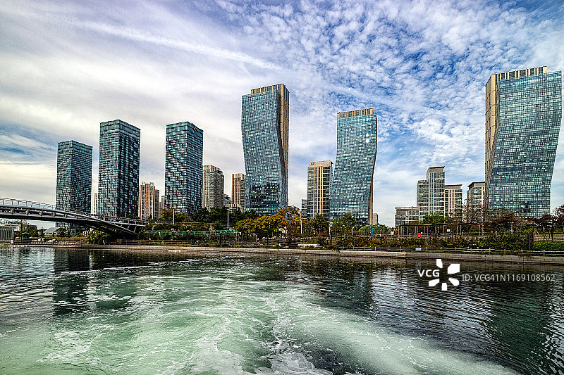 韩国松岛中央公园城市风光图片素材