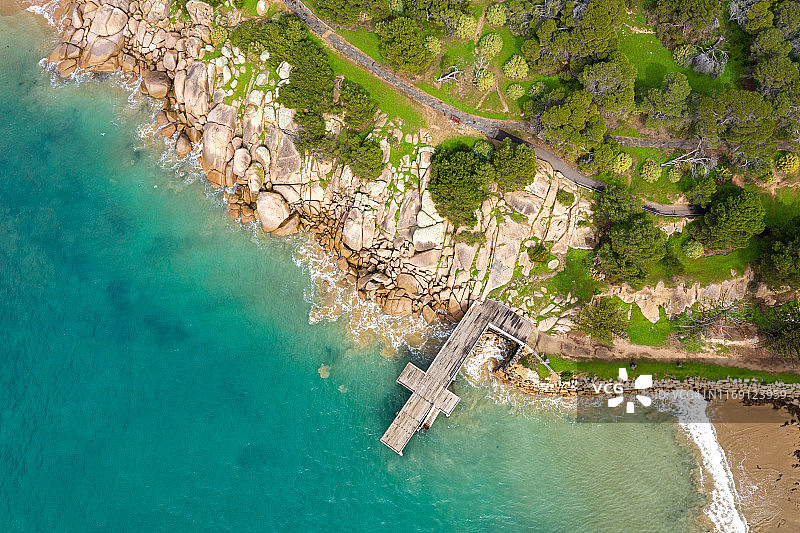 南澳大利亚罗布海岸线水域与码头航拍图片素材