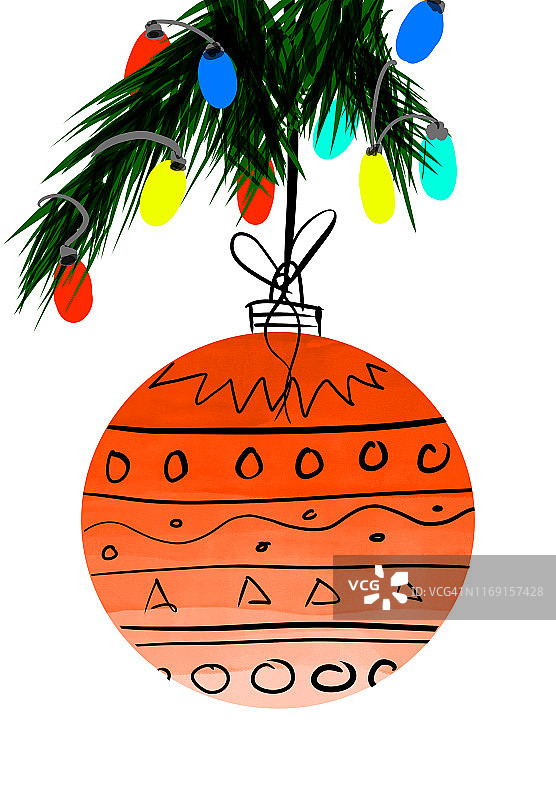 圣诞彩球圣诞插画图片素材