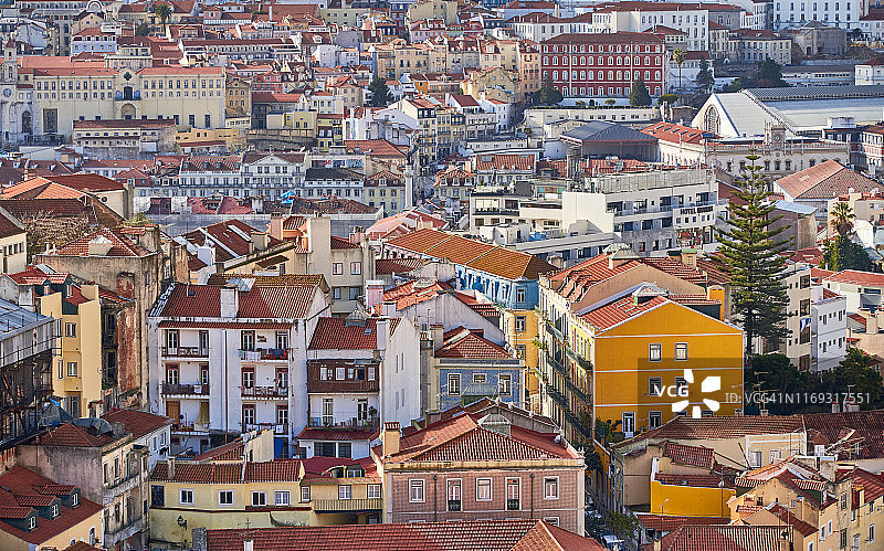 葡萄牙里斯本格拉萨：格拉萨教堂观景台城市风光图片素材