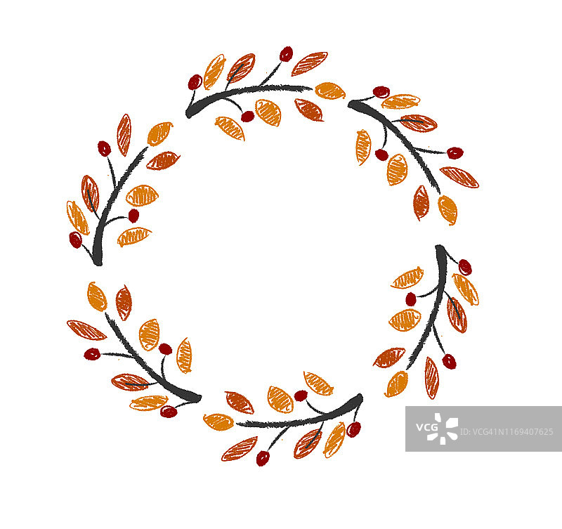 圆形树叶图案插画图片素材