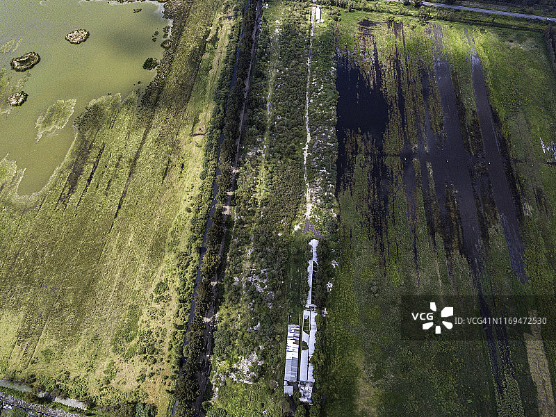 墨西哥城查尔科湖岸鸟瞰图片素材