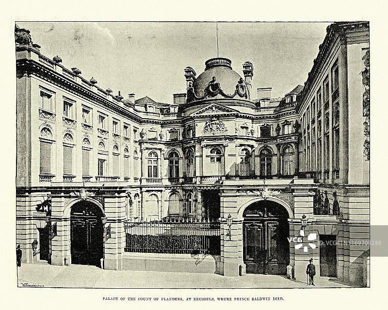 比利时布鲁塞尔的法兰德斯伯爵宫殿，1891年图片素材