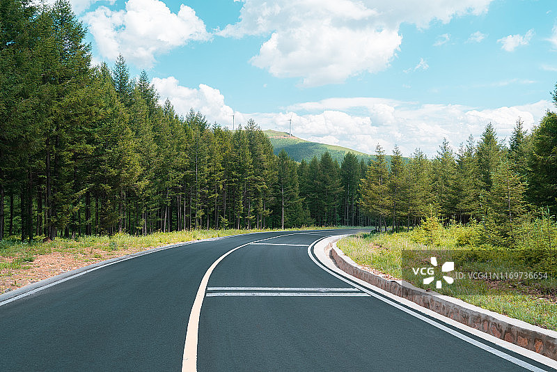 夏日绿色自然公路景观图片素材