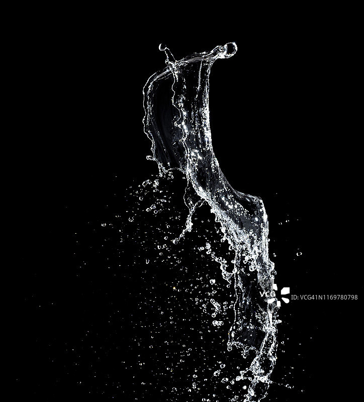 黑色背景上的水图案和抽象形式图片素材