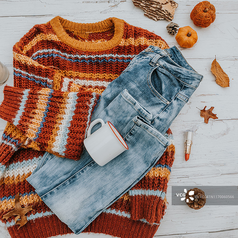 时尚秋冬季扁平风素材图片素材