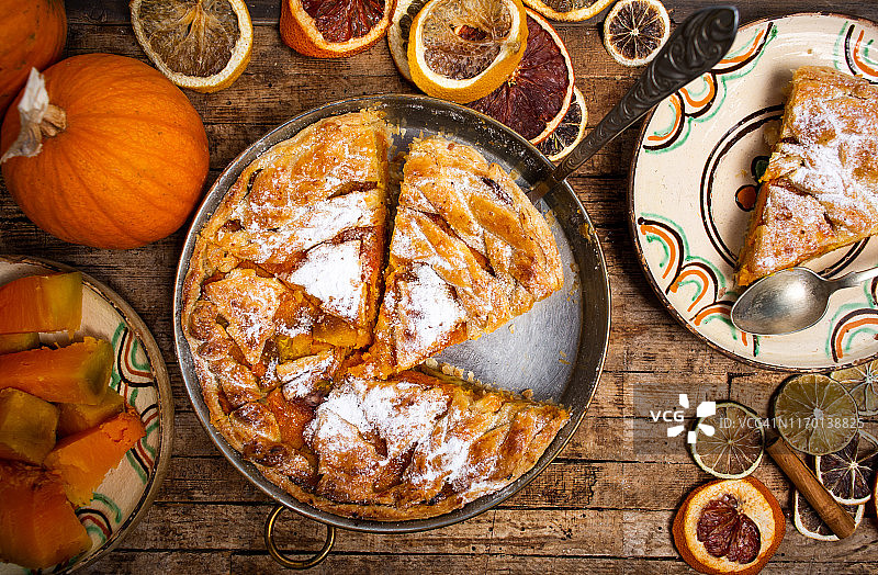 自制南瓜派和食材图片素材