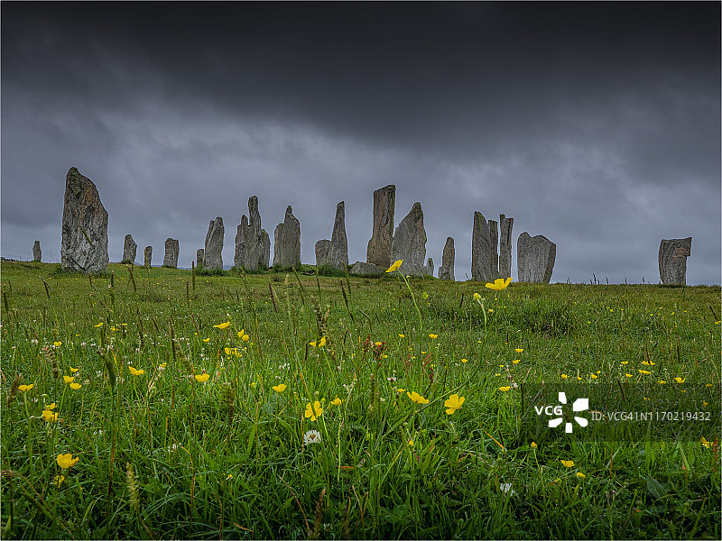 苏格兰外赫布里底群岛卡拉尼什立石图片素材