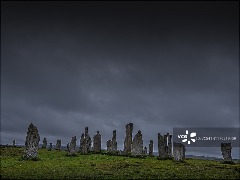 苏格兰外赫布里底群岛卡拉尼什立石图片素材