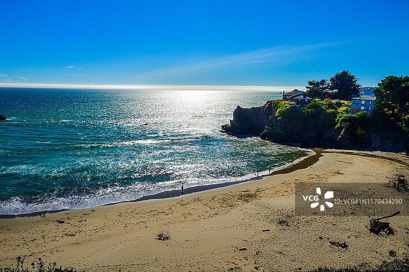 加利福尼亚海岸库克海滩的太平洋午后景色图片素材