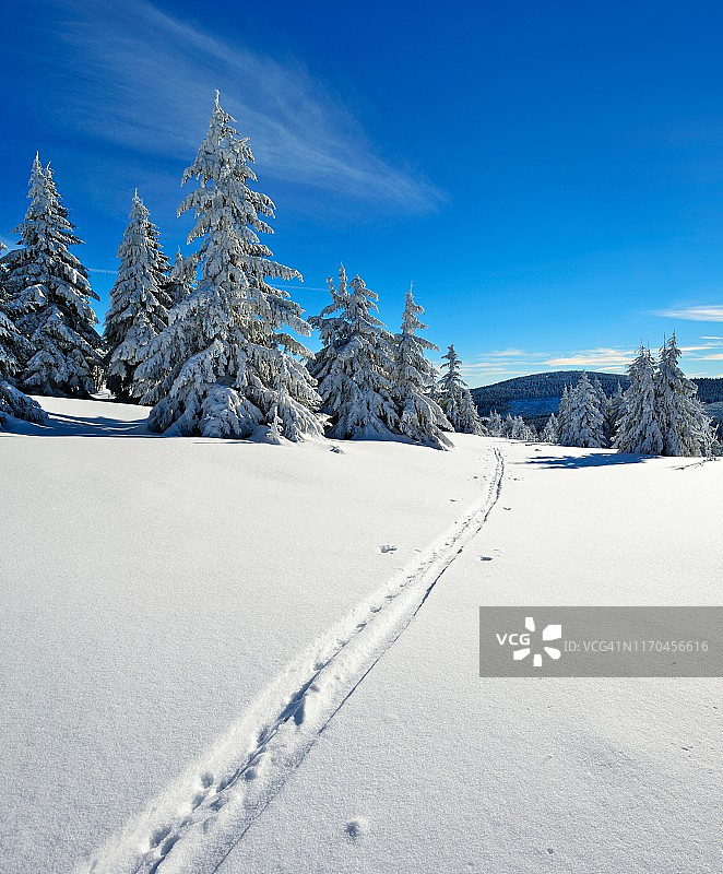菲希特尔贝格的雪景滑雪道图片素材