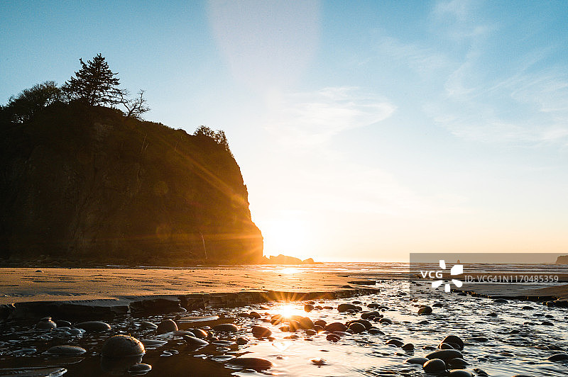 红宝石海滩的金色时刻图片素材