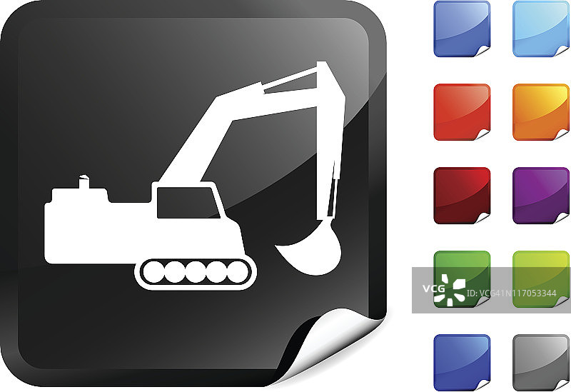 带背景颜色选择的推土机图标贴纸图片素材