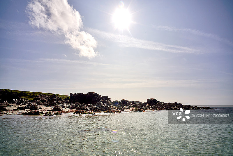 苏格兰爱奥纳岛清澈的蓝色水域图片素材