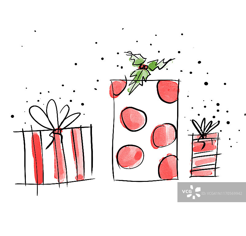 圣诞插画：礼物圣诞贺卡图片素材