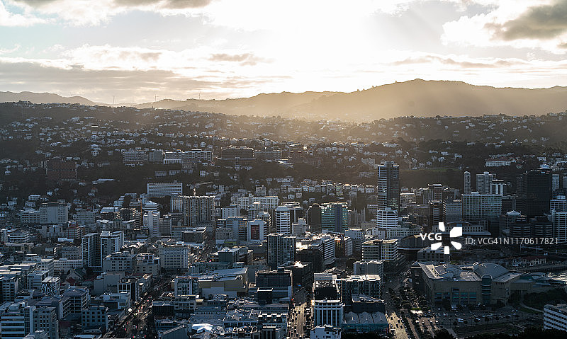 新西兰惠灵顿日落城市景观图片素材