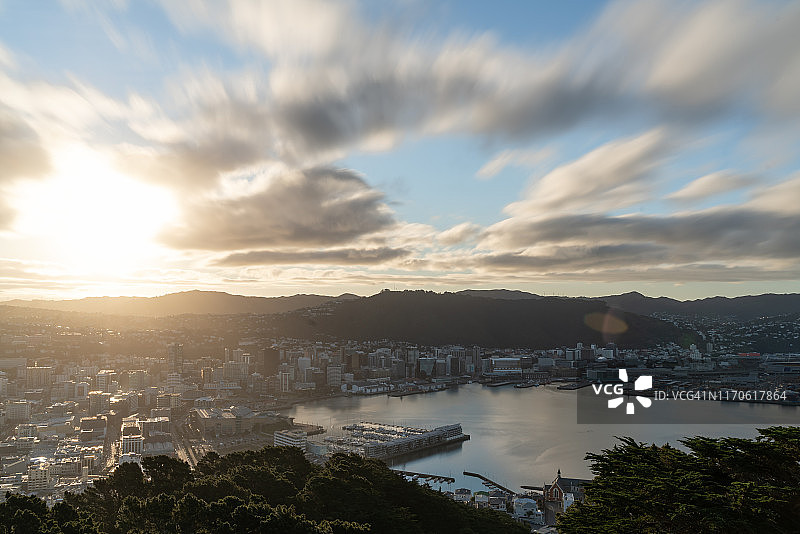 新西兰惠灵顿日落城市景观图片素材