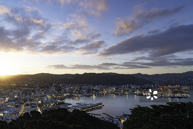 新西兰惠灵顿日落城市景观图片素材