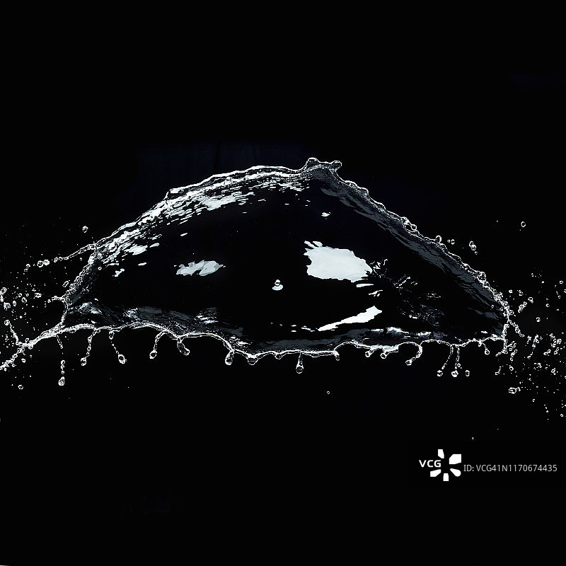 黑色背景上的水花飞溅图片素材