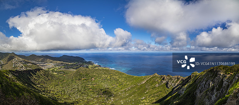 从美国夏威夷州瓦胡岛檀香山可可火山顶看到的景色图片素材