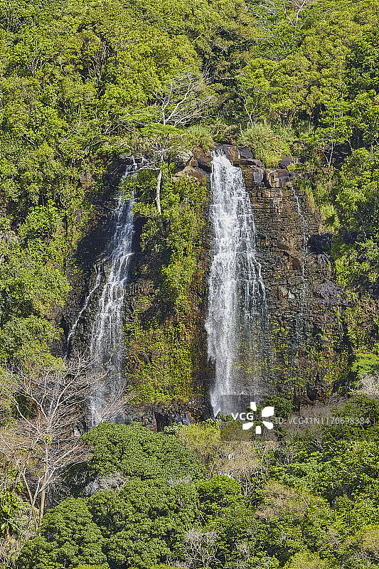 可爱岛欧帕卡瀑布，夏威夷，美国图片素材