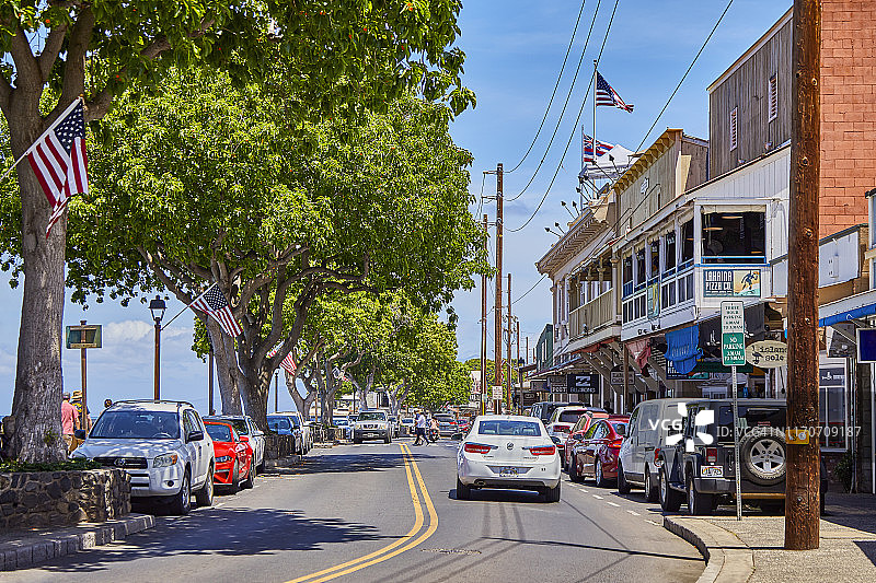 美国夏威夷毛伊岛拉海纳镇的历史建筑图片素材