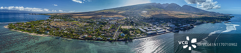 美国夏威夷毛伊岛拉海纳历史旅游小镇鸟瞰图片素材