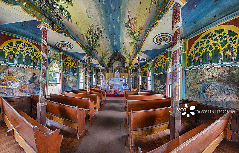 夏威夷大岛Honaunau老彩绘教堂（建于1875年）图片素材