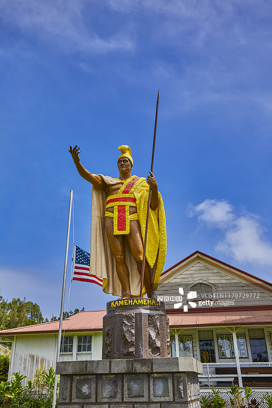 夏威夷大岛卡帕奥的卡美哈梅哈国王雕像图片素材