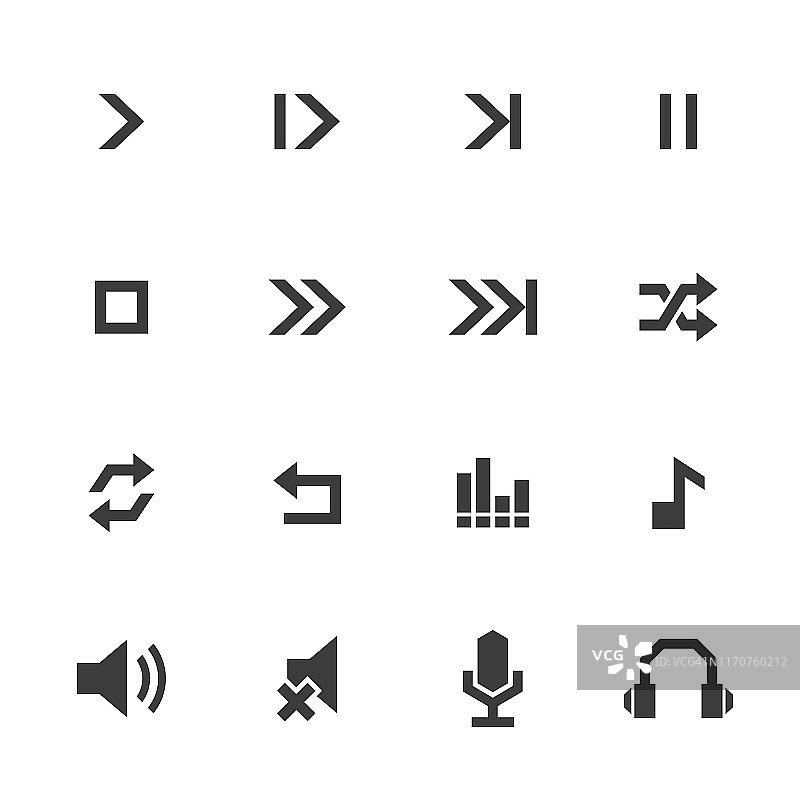 多媒体和音频图标集图片素材