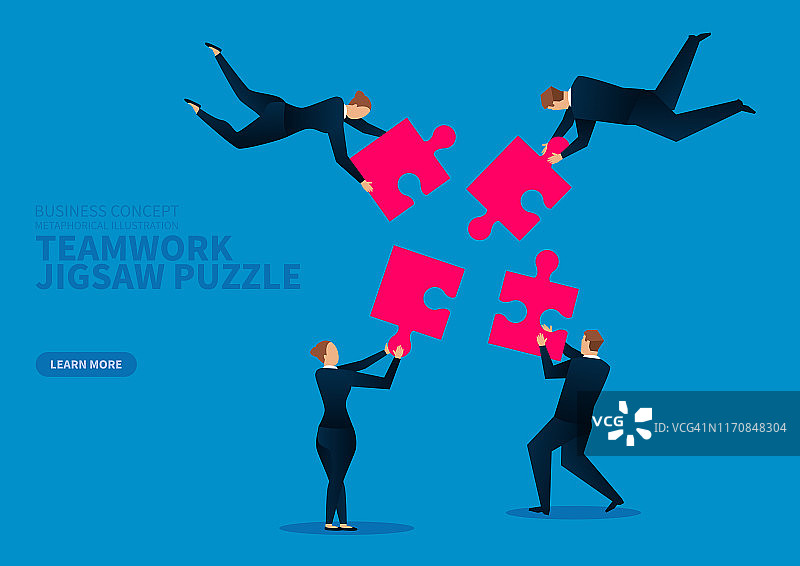 空中的团队拼图图片素材