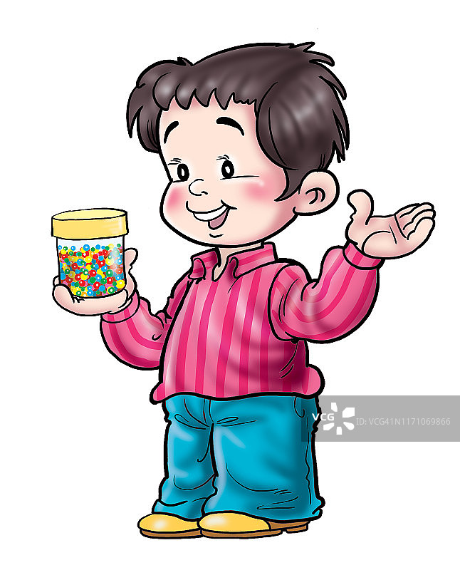 手拿糖果的男孩插画图片素材