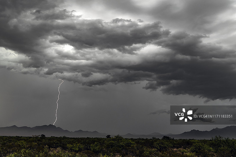 亚利桑那州东南部的闪电风暴图片素材