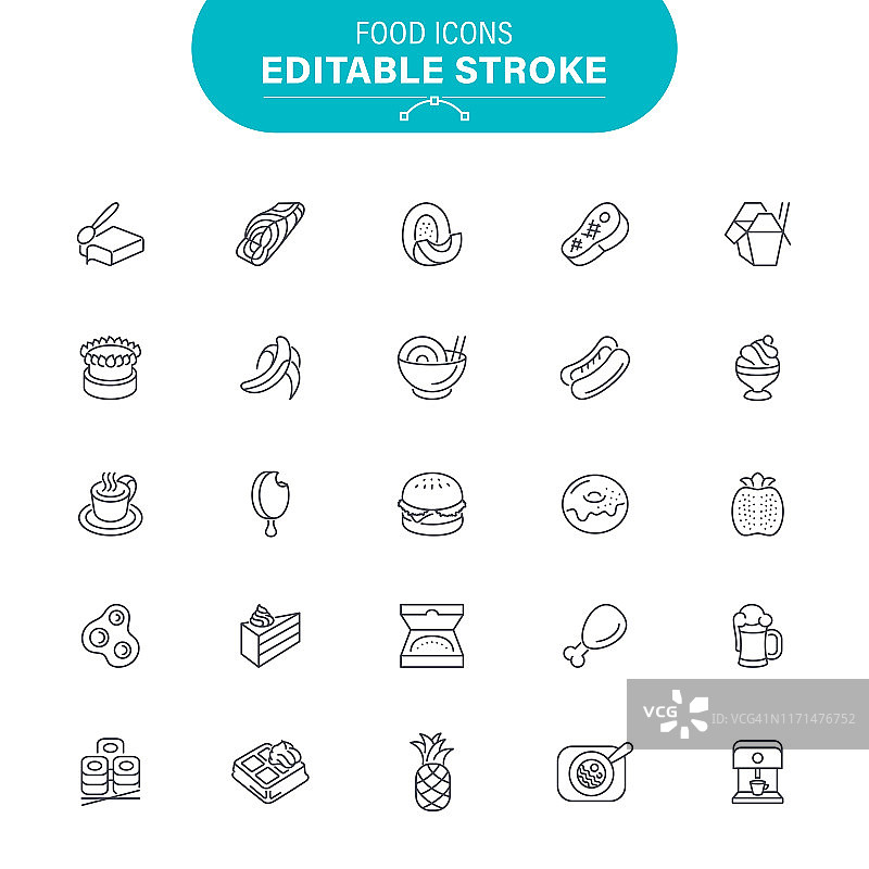 可编辑的食物图标图片素材